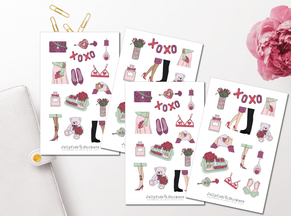 Mädchen Valentinstag Sticker Set